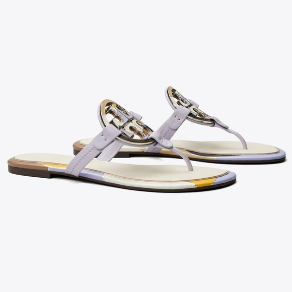 Tory Burch $258 MILLER ENAMEL LOGO SANDAL Spring Lavender Lilac - Picture 3 of 9